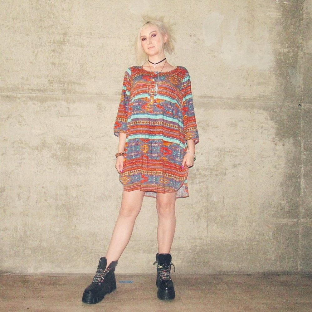 Fig and Flower Aztec Shirt Dress